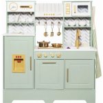 Derrson XXL dřevěná kuchyňka zelená s tekoucí vodou a párou – Sleviste.cz