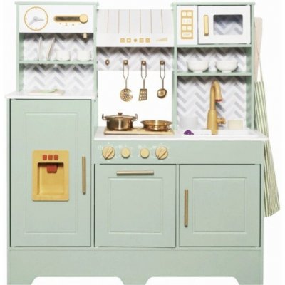 Derrson XXL dřevěná kuchyňka zelená s tekoucí vodou a párou – Sleviste.cz