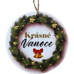 Bondecor Vánoční dřevěná dekorace kulatá II. "Krásné Vánoce" 15cm – Hledejceny.cz