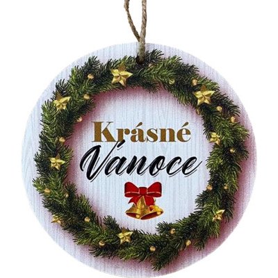 Bondecor Vánoční dřevěná dekorace kulatá II. "Krásné Vánoce" 15cm – Hledejceny.cz