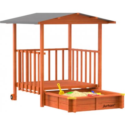Jurhan Pískoviště s verandou SUNNY 130x130x143cm hnědá/šedá 66632 – Sleviste.cz