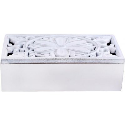 TORO KRABIČKA 23X11X7CM 3 PŘEPÁŽKY UVNITŘ DŘEVO BÍLÁ – Zboží Mobilmania