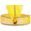 Dětský karnevalový kostým Stoklasa čelenka flitrová s peřím retro 3 žlutá