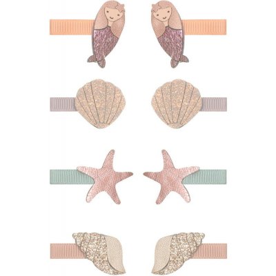 MIMI & LULA Sponky do vlasů Mermaid mini – set 8 ks, růžová barva, kov, textil – Zboží Dáma