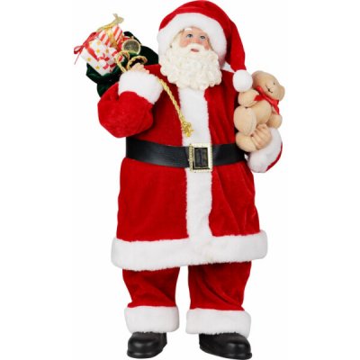 Dekorácia MagicHome Vianoce, Santa s darčekmi a medvedíkom, červený, 46 cm – Hledejceny.cz