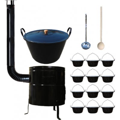 Perfect Home kotel na guláš smalt 50 l zabíjačkový kotlíky servírovacími smalt 12 ks kotlina KOV CLASSIC 50 cm poklice smalt 59 cm naběračka 350 – Hledejceny.cz