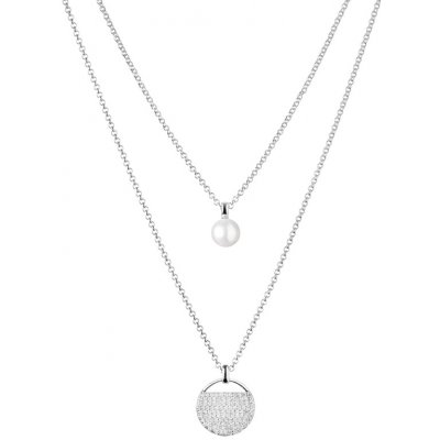 Gaura Pearls Stříbrný s perlou a zirkony Enrica říční perla SK19488N Bílá