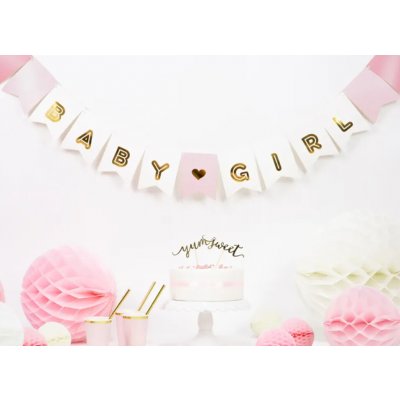PartyDeco Banner Happy Birthday světle růžový 15 x 175 cm – Zboží Dáma