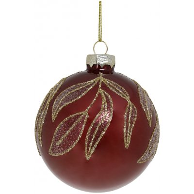Vínová skleněná vánoční ozdoba s listy Chic Bauble – Ø 8 cm - Chic Antique – Hledejceny.cz