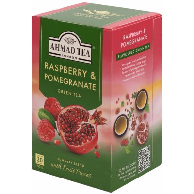 Ahmad Tea Zelený čaj s malinou a granátovým jablkem 20 x 2 g – Sleviste.cz
