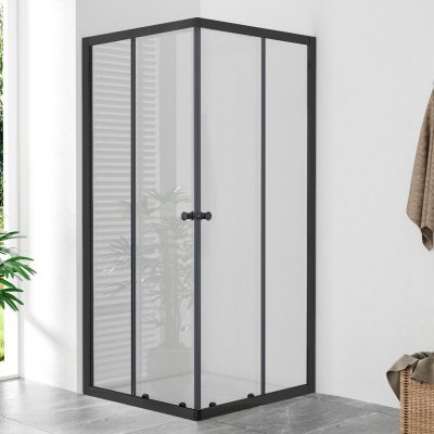 WellMall POINT Q BLACK 90x90 Clear Čtvercová sprchová zástěna 8595703844218 – Zboží Dáma