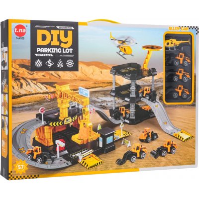 RKToys Stavební parkovací dům s jeřábem, autíčky a heliportem – Hledejceny.cz