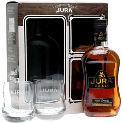 Jura Superstition Lightly Peated 43% 0,7 l (dárkové balení 2 sklenice) – Hledejceny.cz