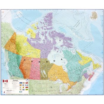 Maps International Kanada - nástěnná politická mapa 120 x 100 cm Varianta: bez rámu v tubusu, Provedení: laminovaná mapa v lištách