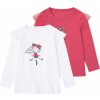 Dětské tričko Lupilu dívčí triko s dlouhými rukávy 2 kusy bílá/korálová