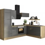 Optifit Linus984 Rohová kuchyňská linka 270 cm barva čela antracit lesklá barva korpusu divoký dub – Zboží Dáma