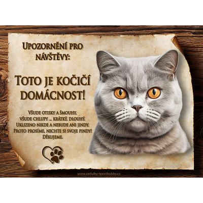 Cedulky-sporthobby 019 Cedulka Kočka Britská krátkosrstá Čeština 20 x 15 cm – Zboží Dáma