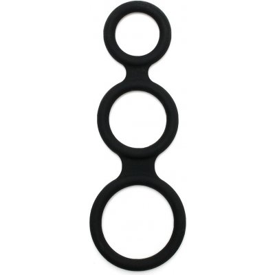 Rimba Latex Play Triple Cock Ring Black