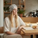 Ebbie bavlněný turban-style PIVOŇKY ČERNOBÍLÉ – Zboží Dáma