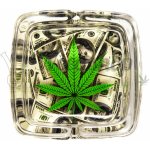WeedShop Skleněný popelník hranatý List marihuany List camuflage – Zboží Dáma