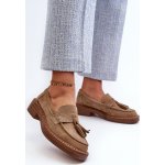 S.Barski DÁMSKÉ SEMIŠOVÉ MOKASÍNY S TROJÚHELNÍKOVÝM LEMEM D&A HNĚDÉ – Zboží Dáma