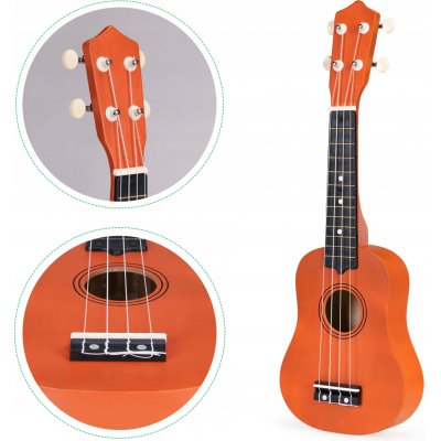 EcoToys dětské ukulele ZOE hnědé – Zbozi.Blesk.cz