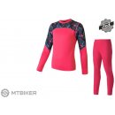 Sensor Merino Impress Set dětský triko dl.rukáv + spodky magenta/floral