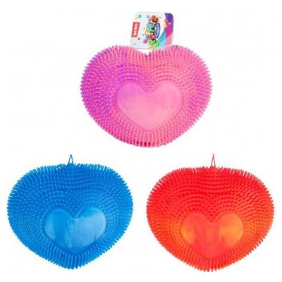 Míček srdce mačkací chlupatý antistresový silikon 18cm duhový 3 barvy – Sleviste.cz