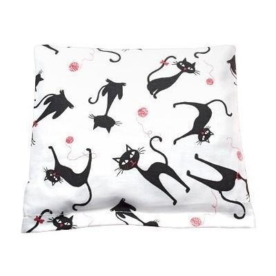 Marvida GmbH & Co. KG Polštářek z třešňových pecek, bílý s kočkami, 18 x 19 cm – Sleviste.cz