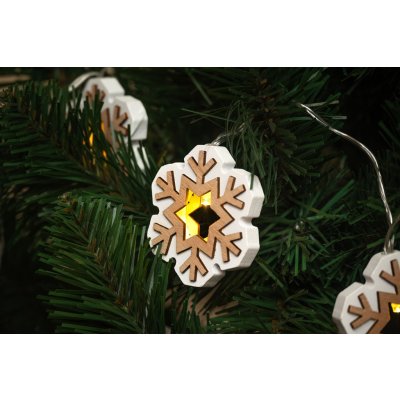 Bestent Světýlka na baterky dřevěné 10LED 1,65 m teplá bílá Snowflake