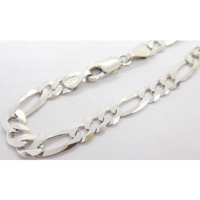 Klenoty Budín Pánský mohutný stříbrný rhodiovaný řetěz figaro 030237900051