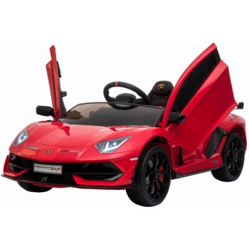 Beneo elektrické autíčko Lamborghini Aventador 12V 24 GHz dálkové ovládání USB / SD Vstup odpružení vertikální otvíravé dveře měkké EVA kola 2 X motor orginal licence červená