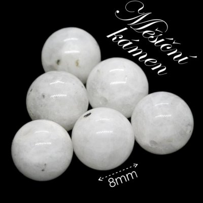 MĚSÍČNÍ KÁMEN, přírodní, bílá kulička, 8mm – Sleviste.cz