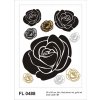 Ag Design AGF00488 samolepící dekorace - velur Black flowers, FL 0488 sametová, stříbrná a zlatá, rozměry 65 x 85 cm