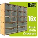Green Stuff World MDF Vertical rack with 16 Drawers / MDF vertikální regál s 16 zásuvkami – Sleviste.cz