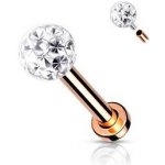 Šperky4U Zlacený piercing do brady ucha s kamínky LB1089RD-1208 – Zboží Dáma