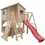 TopKing Middle s terasou 230 × 178 cm, se skluzavkou 3 m pískovištěm a houpačkami – Sleviste.cz