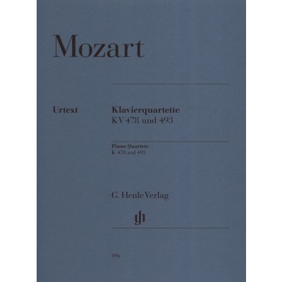 W.A. Mozart Piano Quartets K. 478 and 493 noty na housle violu violoncello klavír – Zboží Mobilmania