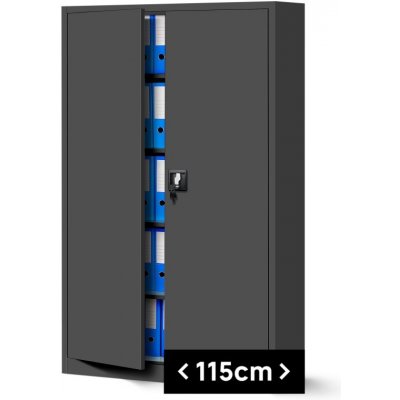 Jan Nowak Plechová spisová skriňa JAN II, 1150 x 1850 x 400 mm, antracitová – Zboží Dáma