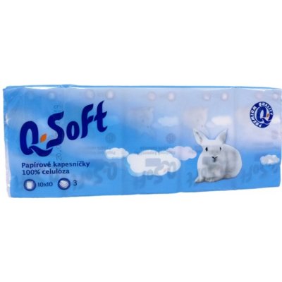Q-Soft papírové kapesníčky 3-vrstvé 10x10 ks – Zboží Dáma