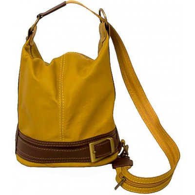 Made In Italy dámska kožená kabelka batoh 1201 okrová – Zboží Mobilmania