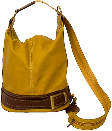 Made in Italy dámska kožená kabelka batoh 1201 okrová