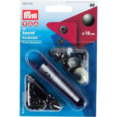 Prym Knoflík stiskací ANORAK s příslušenstvím, 15 mm, černý nikl – Zboží Mobilmania