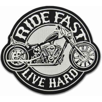 Moto nášivka Ride Fast Live Hard XXL na záda 28 cm – Zbozi.Blesk.cz