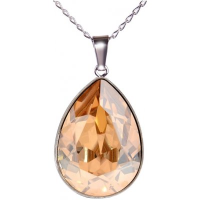 Swarovski Elements Pear stříbrný (přívěsek + řetízek) zlatá slzička, kapka 39169.4 Golden shadow zlatá – Zboží Mobilmania