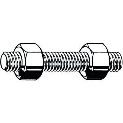 Svorník se 2 šestihrannými maticemi ASME B16.5/B18.2.2 Nerezocel ASTM A193 - ASTM A194 Pravý Gr.B8 Cl.2 - Gr.8 1 Inch X470 (18.1/2)