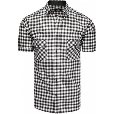 Dstreet pánská košile s krátkým rukávem Nalnt KX0950 36626-7 černo-bílá