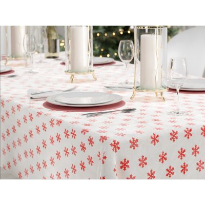 Textilomanie Bílý vánoční ubrus Červená vločka 110x140 cm – Zboží Mobilmania