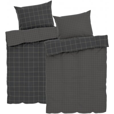 Livarno home povlečení z mikrovláknitého saténu šedá/kostka 140x200 70x90 – Zboží Dáma