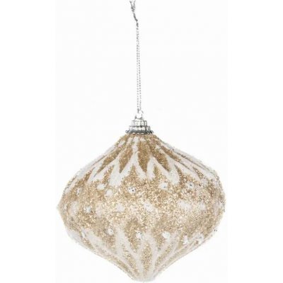 DECOLED Vánoční ozdoba na stromeček glitter 10 cm, bílá zlatá, polystyren, IP44 venkovní – Hledejceny.cz